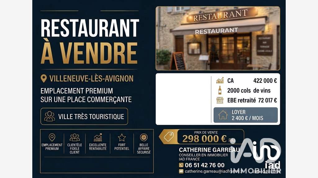 Vente restaurant à Villeneuve-Lès-Avignon centre