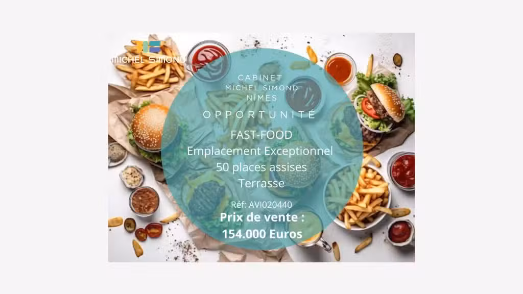 Vente superbe fast-food clé en main dans le Gard