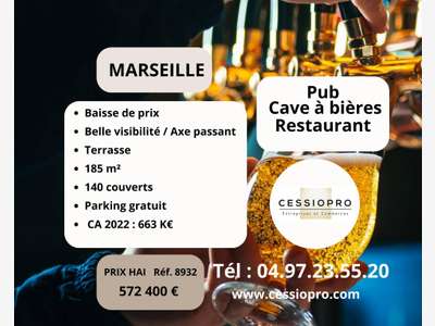 Vend pub cave bières restaurant pizzeria Marseille