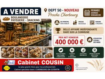Vente boulangerie pâtisserie snack à Octeville