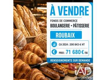 Vente boulangerie patisserie implantée à Roubaix