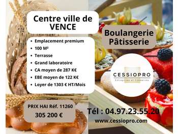 Vente boulangerie pâtisserie en centre ville Vence