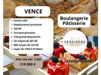 AV boulangerie pâtisserie 100m² + terrasse à Vence
