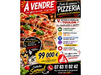 Vente pizzeria à emporter et en livraison à Toulon