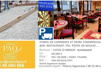 Vente fonds et murs bar restaurant FDJ dans le 22