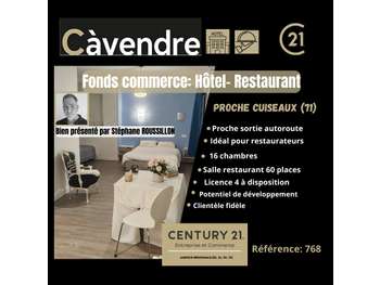 Vente fonds de commerce hôtel 2000m² prox Cuiseaux