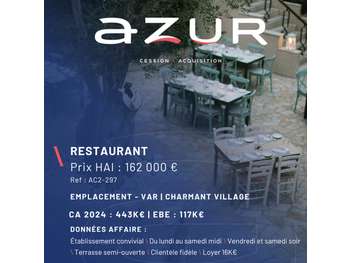 VENTE Restaurant convivial dans un village du Var