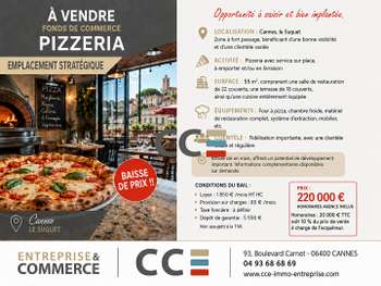 Vente fonds de commerce pizzeria à Cannes Suquet