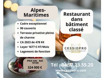 Vente magnifique restaurant dept Alpes-Maritimes