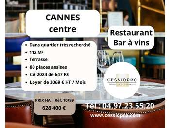 Vente restaurant bar à vins terrasse Cannes centre