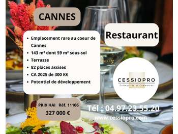 Vente restaurant avec terrasse ensoleillée Cannes