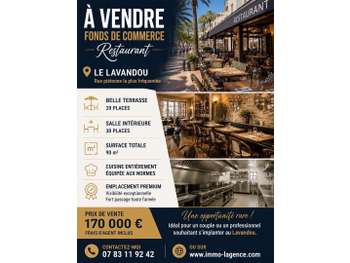 A vendre restaurant de 90m² au coeur du Lavandou