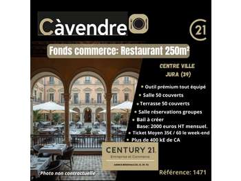 Vente restaurant terrasse en centre ville du Jura