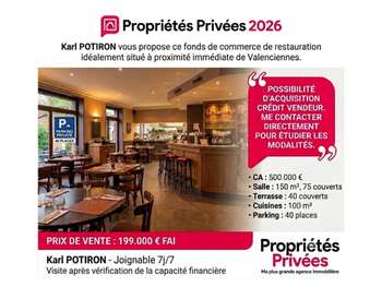 Vente bar restaurant 75 couverts à Valenciennes