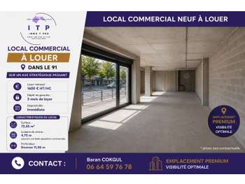 A louer local commercial de 72,55m² dept Essonne
