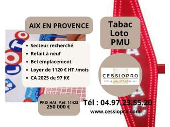 AV beau FDC tabac loto refait à neuf Aix en Pce