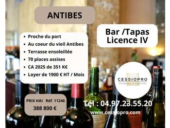 Vente bar tapas 82m² ensoleillé à Antibes centre