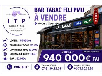 Magnifique bar tabac FDJ PMU dans belle ville 91
