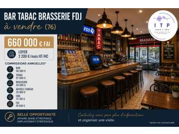 Vente bar tabac brasserie FDJ au Grand Quevilly