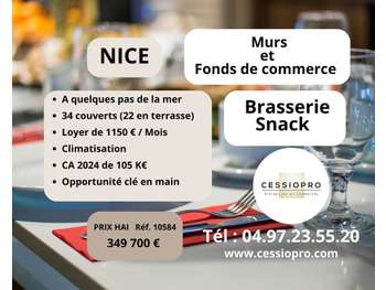 Vente murs et fonds brasserie snack à Nice