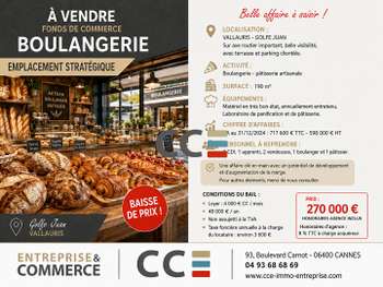 Vente boulangerie pâtisserie dept Alpes Maritimes