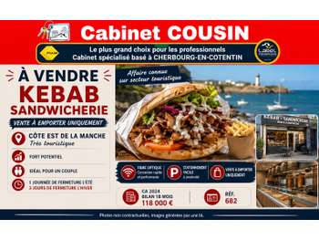 Vente kebab Côte Est de la Manche très touristique
