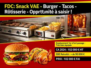 Vente FDC snack VAE burger tacos rôtisserie 06