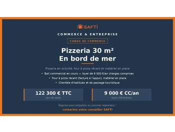Pizzeria 30 m² en bord de mer, en exploitation