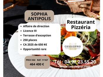 Vente restaurant pizzeria licence III à Valbonne