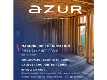 VENTE Maçonnerie Rénovation CA 3M€