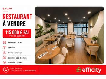 Vente restaurant de 114m² avec terrasse à Clichy