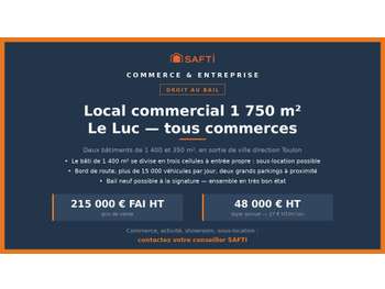 Droit au bail 1 750 m² tous commerces, Le Luc