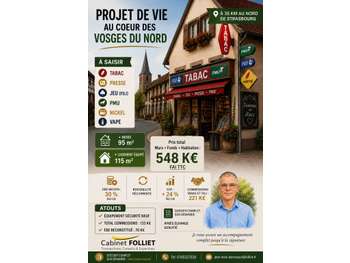 Vente FDC tabac presse FDJ 95m² + maison Bas Rhin