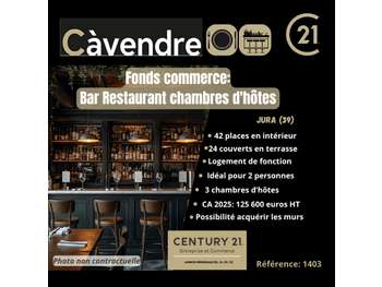 Vente bar restaurant chambres d'hôtes dans le Jura
