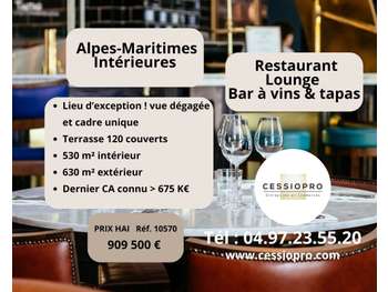 Vente restaurant lounge 630m² dept Alpes-Maritimes