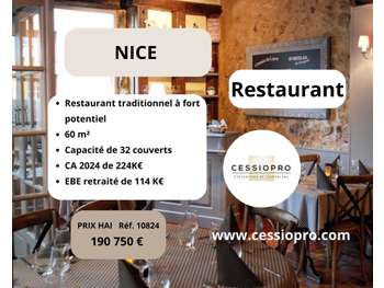 Cède restaurant traditionnel à fort potentiel Nice