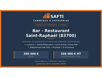 Vente restaurant de renom à Saint-Raphaël centre