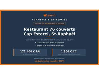 Restaurant 76 couverts à Cap Esterel à reprendre
