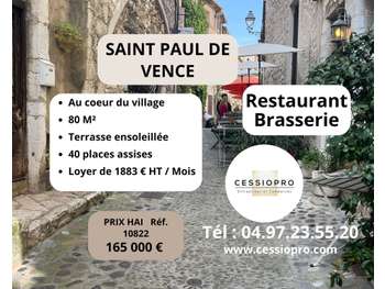 Cède restaurant brasserie 80m² Saint Paul de Vence