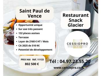 Vente restaurant snack glacier Saint Paul de Vence