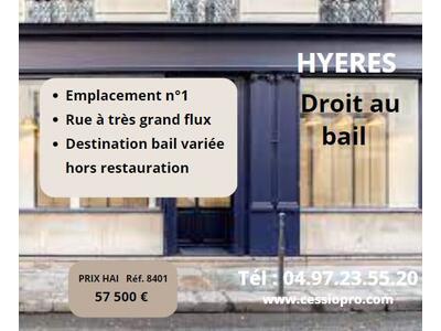 Cession droit au bail Locaux commerciaux - Boutiques à Hyères