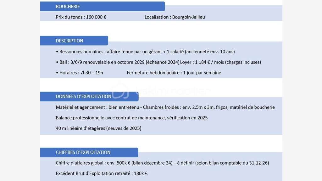 Cession FDC boucherie ou épicerie Bourgoin-Jallieu