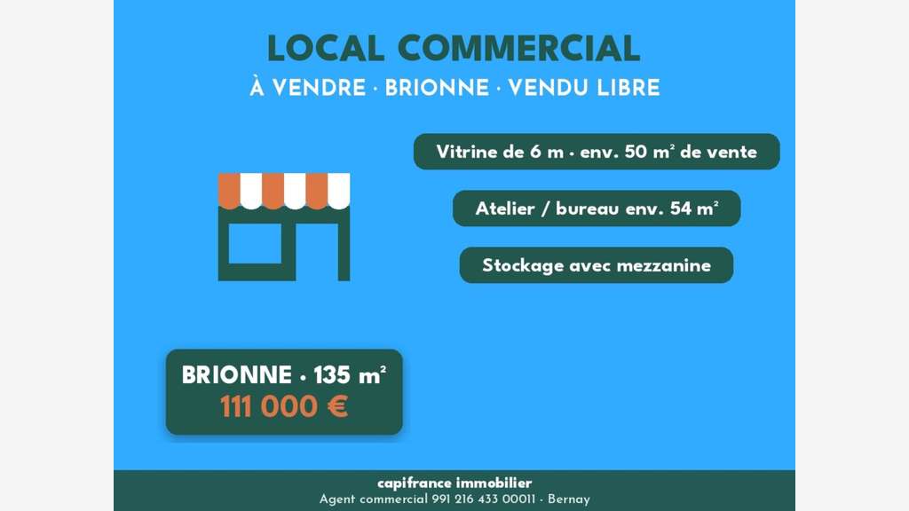 Vente murs libres tous commerces 135m² à Brionne 