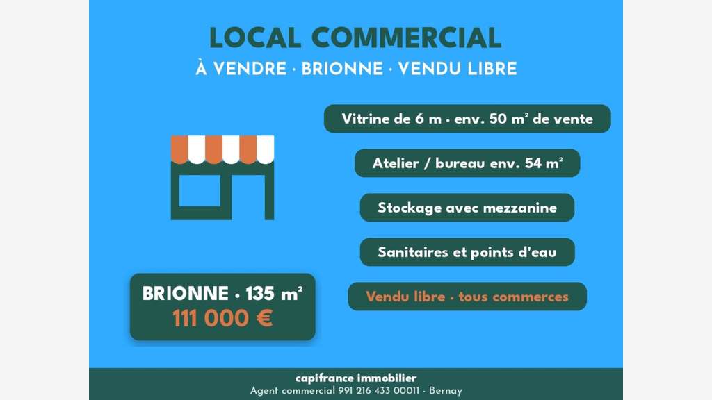 Vente murs libres tous commerces 135m² à Brionne 