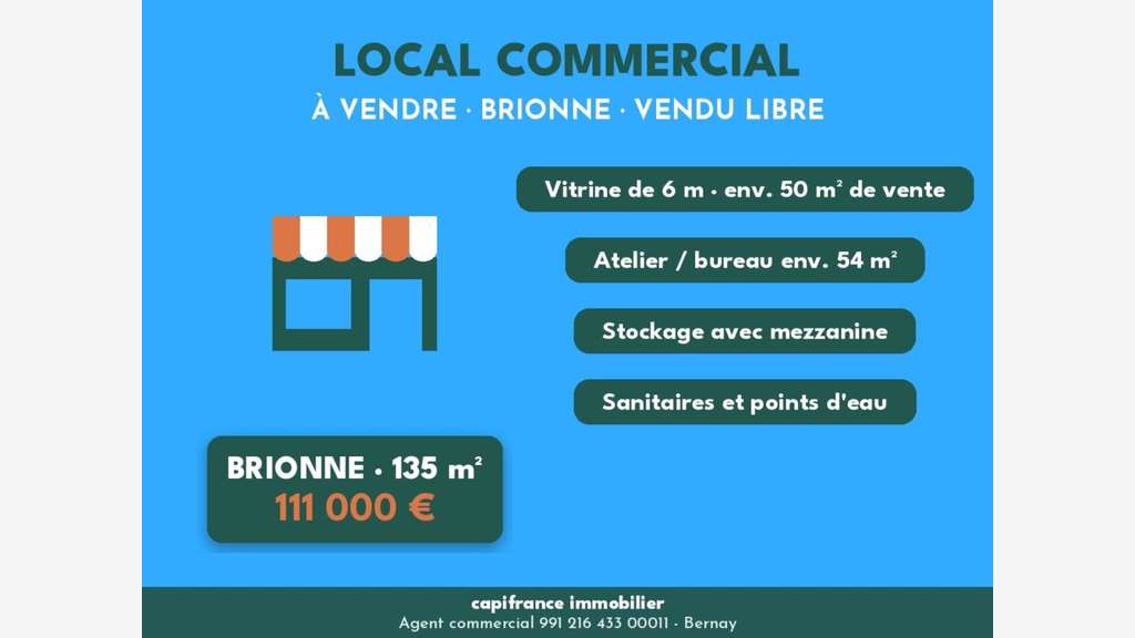 Vente murs libres tous commerces 135m² à Brionne 