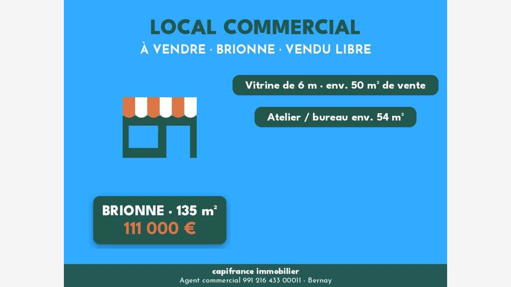 Vente murs libres tous commerces 135m² à Brionne 