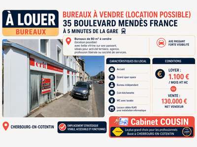 Vente murs bureaux de 80m² à Cherbourg-en-Cotentin