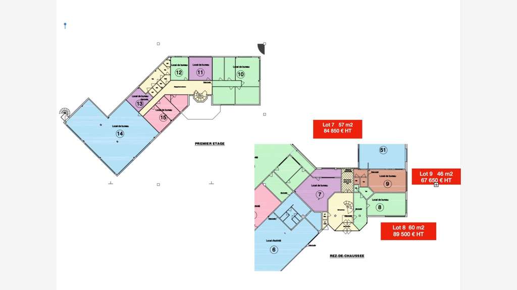 AV bureaux 47m² RDC rénové à Douvres-la-Délivrande