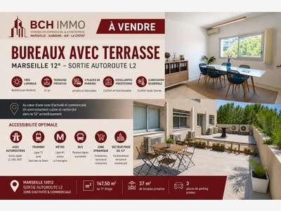 Vente bureaux lumineux, terrasse et parking