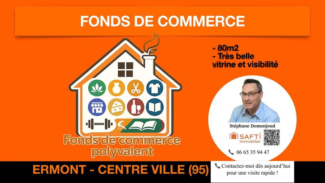 Vente local commercial 80m² empl premium à Ermont